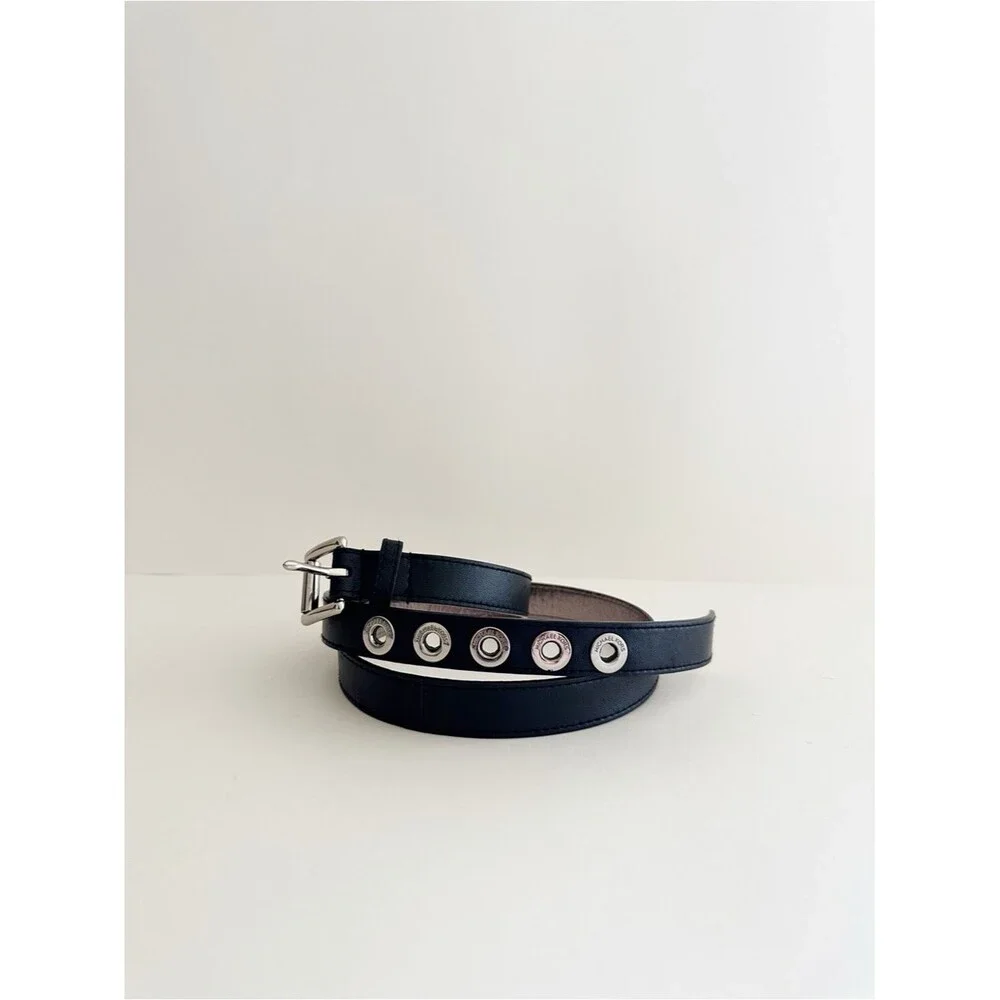 Michael Kors black leather Silver Eyelet belt